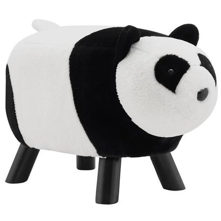 POWELL Powell D1230Y19PB 24 x 13.5 x 15 in. Bubsy Panda Bear Stool in Black & White Faux Fur D1230Y19PB